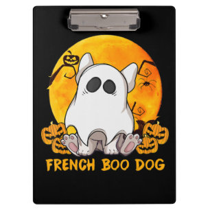Spider Gift French Boo Bulldog mit Kürbisspinne Klemmbrett
