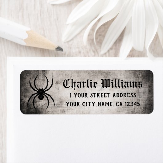 Spider gritty grunge Halloween return address (Insitu)