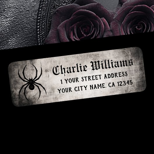 Spider gritty grunge Halloween return address