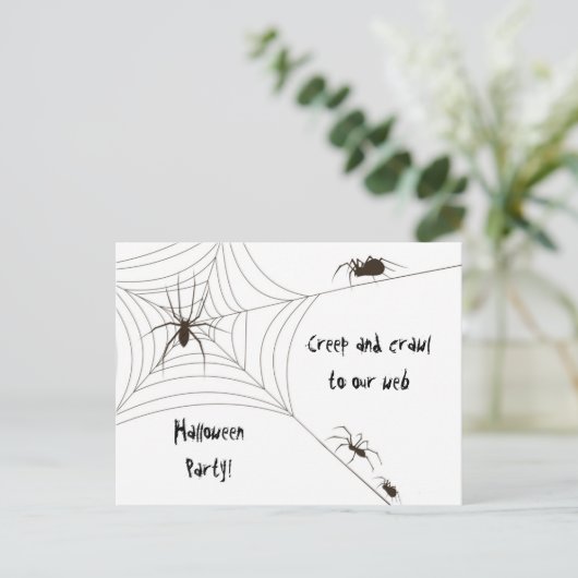 Spider-Halloween-Party Einladungspostkarte (Stehend Vorderseite)