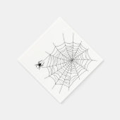 Spider Hanging on Spider Web Line Art Halloween Serviette (Ecke)