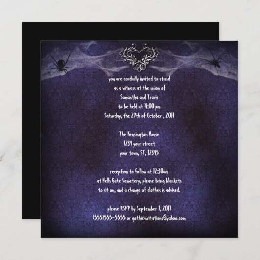 Spider Heart Gothic Vampire Einladung (Vorne/Hinten)