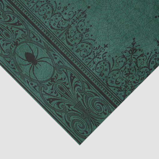 Spider Hexe | Emerald Green Spiderweb Geblüht Seidenpapier (Ausschnitt)
