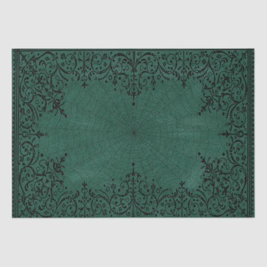 Spider Hexe | Emerald Green Spiderweb Geblüht Seidenpapier (Vorderseite)