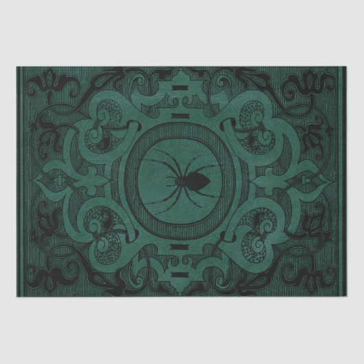 Spider Hexe | Emerald Green Spiderweb Geblüht Seidenpapier (Vorderseite)