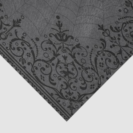 Spider Hexe | Graue Fantasy Spiderweb Geblüht Seidenpapier (Detail)