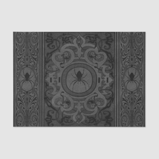 Spider Hexe | Graue Fantasy Spiderweb Geblüht Seidenpapier (Vorderseite)