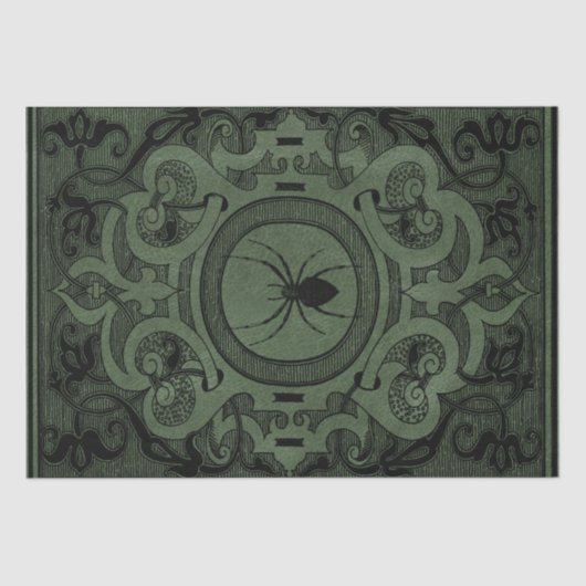 Spider Hexe | Sage Green Spiderweb Geblüht Seidenpapier (Vorderseite)