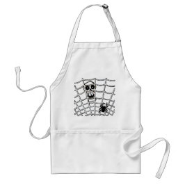 Spider in Web with Skull Halloween Apron Schürze