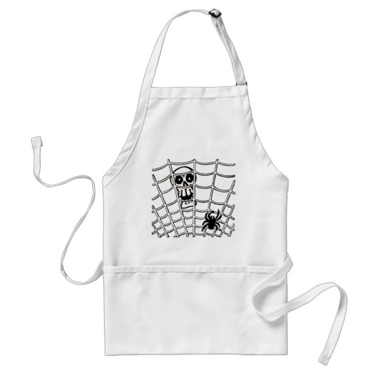 Spider in Web with Skull Halloween Apron Schürze (Vorne)