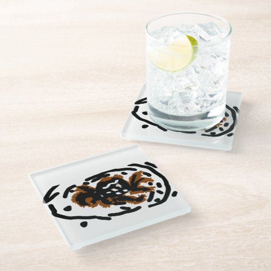 Spider Latte Liebe Glasuntersetzer (Schrägansicht)