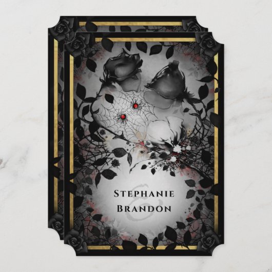 Spider Liebe Gothic Halloween Einladung (Vorne/Hinten)