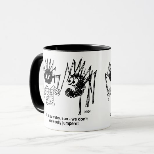 Spider macht einen Jumper anstelle eines Web Tasse (Vorderseite Links)