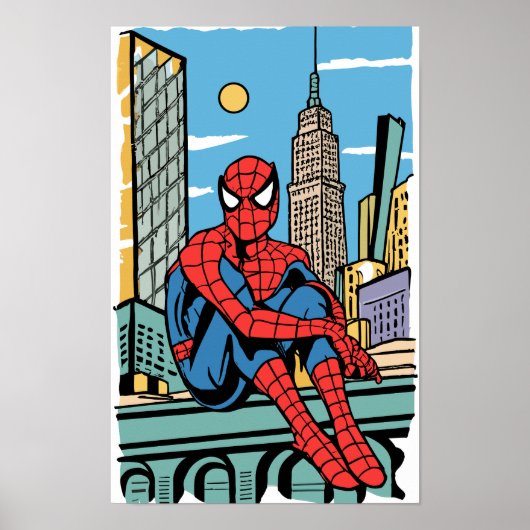 Spider-man auf Dach Poster (Vorne)