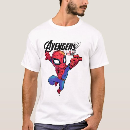 Spider-Man – Chibi Marvel Superhelden-Kunst T-Shirt (Vorderseite)