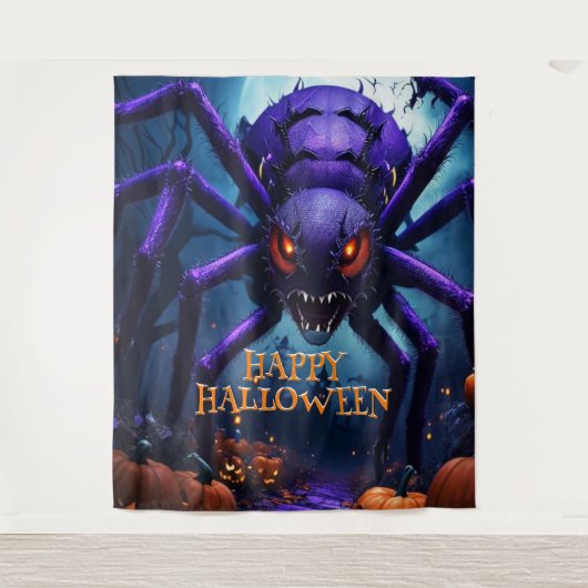 Spider Monster Halloween Background Wandteppich (Vorderseite)