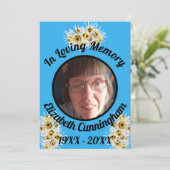 Spider Mums Foto Blue Memory Quote Memorial Einladung (Stehend Vorderseite)