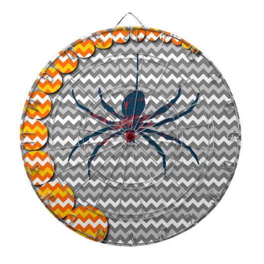Spider on Gray Zickzack Zigzag Pattern Dartscheibe (vorne)