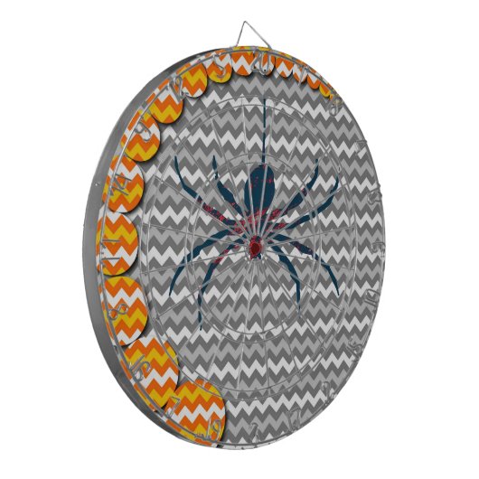 Spider on Gray Zickzack Zigzag Pattern Dartscheibe (Vorderseite Links)