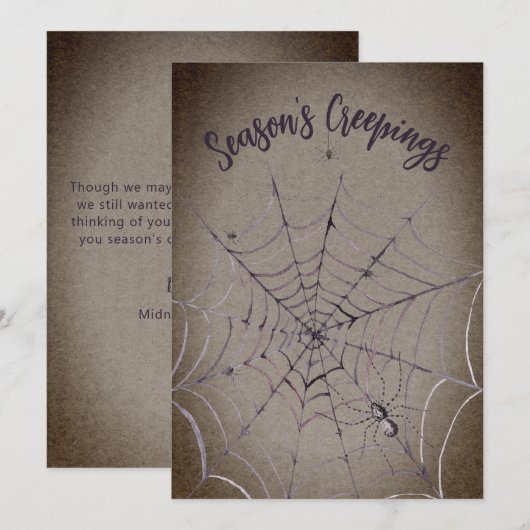 Spider on Spider Web Weihnachtskarte Feiertagskarte (Vorne/Hinten)