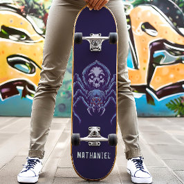 Spider Skull Personalisiert Name Skateboard