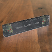 Spider Skull & Rose Glam Goth Office Desk Namensplakette (Seite)