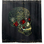 Spider Skull & Rose Glam Gothic Filigree Duschvorhang (Vorderseite)