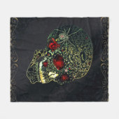 Spider Skull & Rose Glam Gothic Filigree Fleecedecke (Vorderseite (Horizontal))