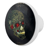 Spider Skull & Rose Glam Gothic Filigree Keramikknauf (Rechts)