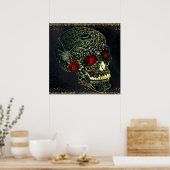 Spider Skull & Rose Glam Gothic Filigree Poster (Küche)