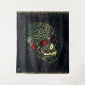 Spider Skull & Rose Glam Gothic Filigree Wandteppich (Vorderseite)
