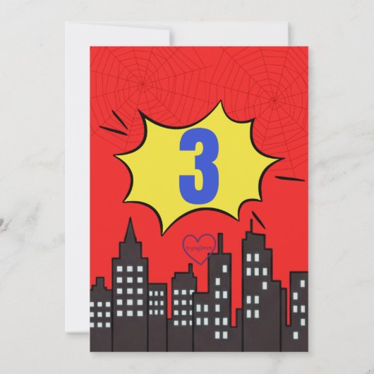 Spider Superhero Comic Birthday Einladung (Rückseite)