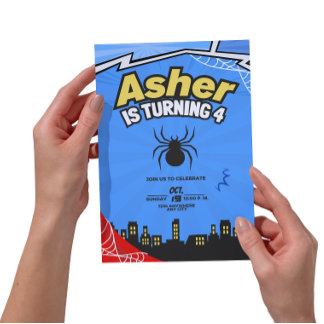 Spider-Themed Birthday Invitation-Superhero Part Einladung