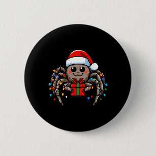 Spider Tragend Weihnachtsmannmütze Weihnachten Wei Button