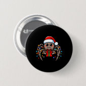 Spider Tragend Weihnachtsmannmütze Weihnachten Wei Button (Vorne & Hinten)