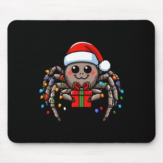 Spider Tragend Weihnachtsmannmütze Weihnachten Wei Mousepad (Vorne)