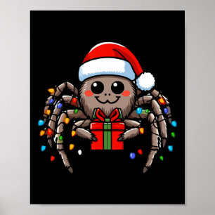 Spider Tragend Weihnachtsmannmütze Weihnachten Wei Poster