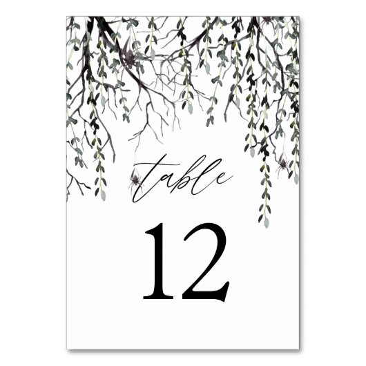 Spider & Twigs Halloween-White Tischnummer (Vorderseite)