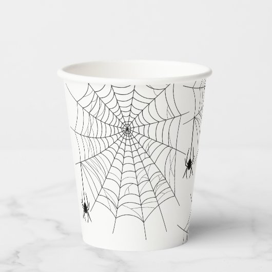Spider und Spider Web Einfache Halloween Pappbecher (Vorderseite)