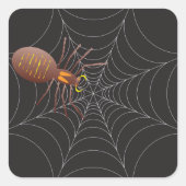 Spider und Spider Web Quadratischer Aufkleber (Vorderseite)
