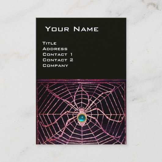 SPIDER UND WEB Blue Aquamarine Black Visitenkarte (Vorderseite)