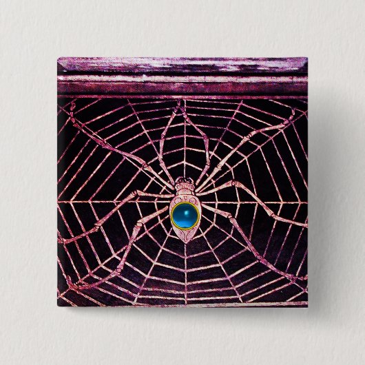 SPIDER UND WEB Blue Sapphire Black Button (Vorderseite)