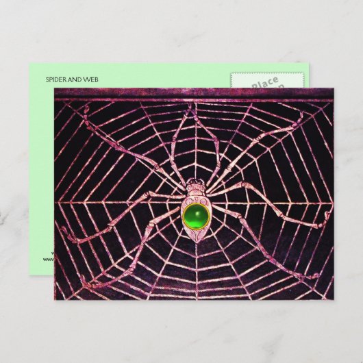SPIDER UND WEB Green Emerald Black Postkarte (Vorne/Hinten)
