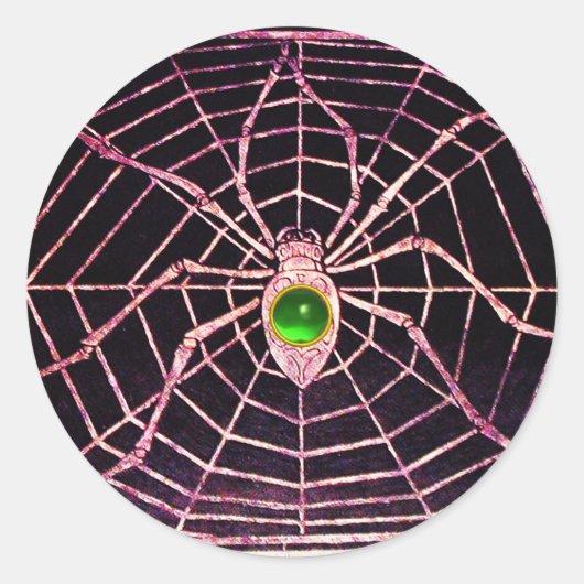 SPIDER UND WEB Green Emerald Black Runder Aufkleber (Vorderseite)