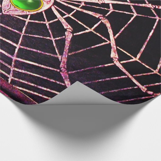 SPIDER UND WEB Green Emerald Gemstone Black Geschenkpapier (Ecke)