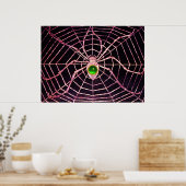SPIDER UND WEB Green Emerald Gemstone Black Poster (Küche)