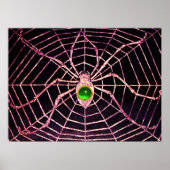 SPIDER UND WEB Green Emerald Gemstone Black Poster (Vorne)