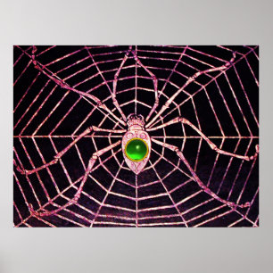SPIDER UND WEB Green Emerald Gemstone Black Poster