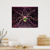 SPIDER UND WEB Green Emerald Gemstone Black Poster (Küche)