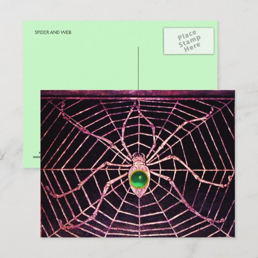 SPIDER UND WEB Green Jade Black Postkarte (Vorne/Hinten)